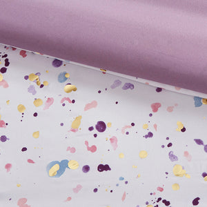 English Elm Twin/Twin Glam Metallic Plum Comforter Set with Pintucks, Decorative Pillows & Antimicrobial Finish B03595892