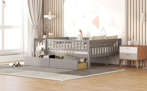English Elm Full Pine Wood Daybed with Storage Drawers for Guest Room or Studio Living Gray WF301868AAE