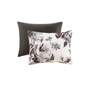 English Elm King/Cal Floral Print Comforter Set - Intelligent Design Dorsey Black & White Microfiber Comforter, Shams, Decorative Pillows, Hypoallergenic, Machine Washable B03595939