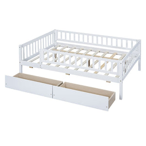 English Elm Full Pine Wood Daybed with Storage Drawers for Guest Room or Studio Living White WF301868AAK