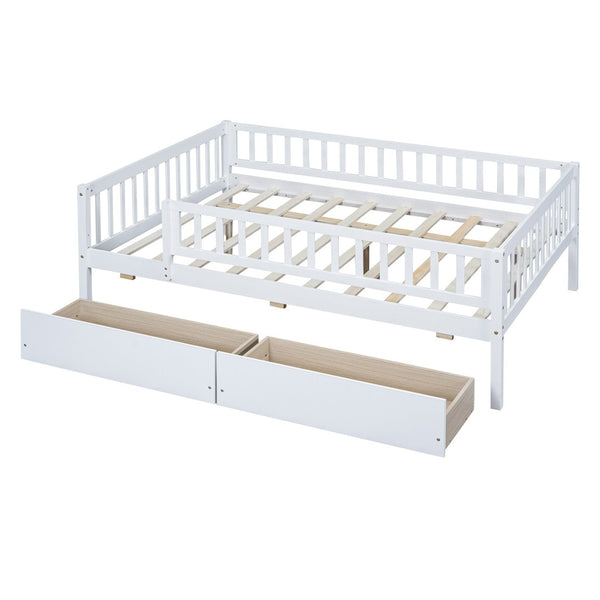 English Elm Full Pine Wood Daybed with Storage Drawers for Guest Room or Studio Living White WF301868AAK