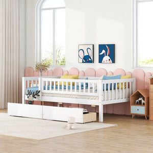 English Elm Twin Pine Wood Daybed with Storage Drawers for Guest Room or Studio Space WF301864AAK