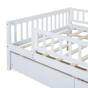 English Elm Full Pine Wood Daybed with Storage Drawers for Guest Room or Studio Living White WF301868AAK