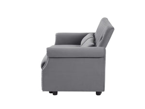 English Elm Artemax Velvet Tufted Convertible Loveseat Sleeper with Nailhead Trim for Small Spaces Gray W668100736