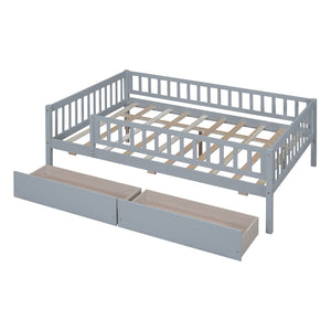 English Elm Full Pine Wood Daybed with Storage Drawers for Guest Room or Studio Living Gray WF301868AAE