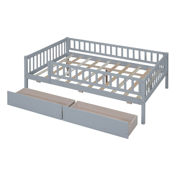 English Elm Full Pine Wood Daybed with Storage Drawers for Guest Room or Studio Living Gray WF301868AAE