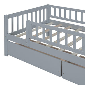 English Elm Twin Pine Wood Daybed with Storage Drawers for Guest Room or Studio Space Gray WF301864AAE