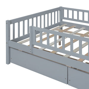 English Elm Full Pine Wood Daybed with Storage Drawers for Guest Room or Studio Living Gray WF301868AAE