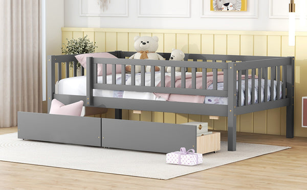 English Elm Twin Pine Wood Daybed with Storage Drawers for Guest Room or Studio Space Gray WF301864AAE