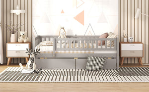 English Elm Full Pine Wood Daybed with Storage Drawers for Guest Room or Studio Living Gray WF301868AAE