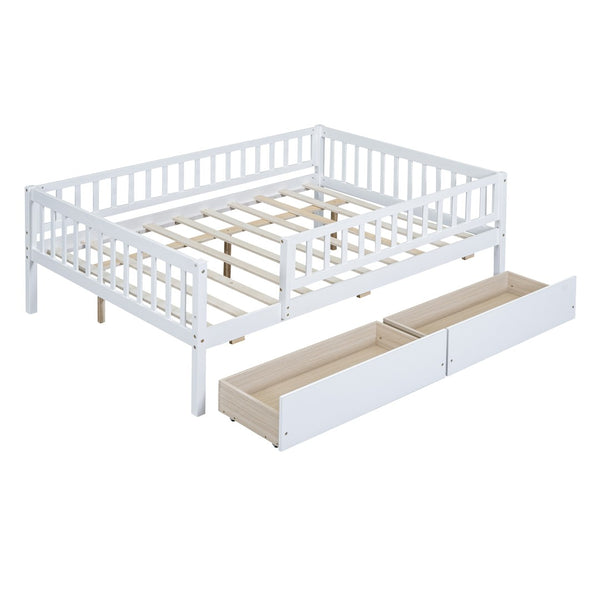 English Elm Full Pine Wood Daybed with Storage Drawers for Guest Room or Studio Living White WF301868AAK