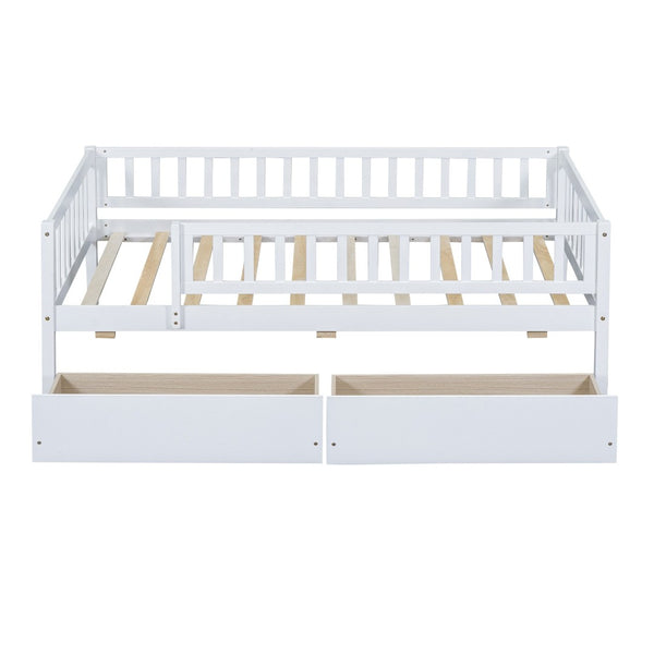 English Elm Twin Pine Wood Daybed with Storage Drawers for Guest Room or Studio Space WF301864AAK