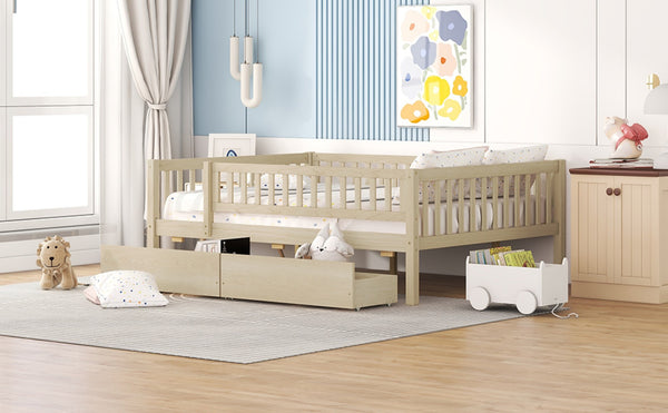 English Elm Full Pine Wood Daybed with Storage Drawers for Guest Room or Studio Living WF301868AAN