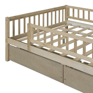 English Elm Full Pine Wood Daybed with Storage Drawers for Guest Room or Studio Living WF301868AAN