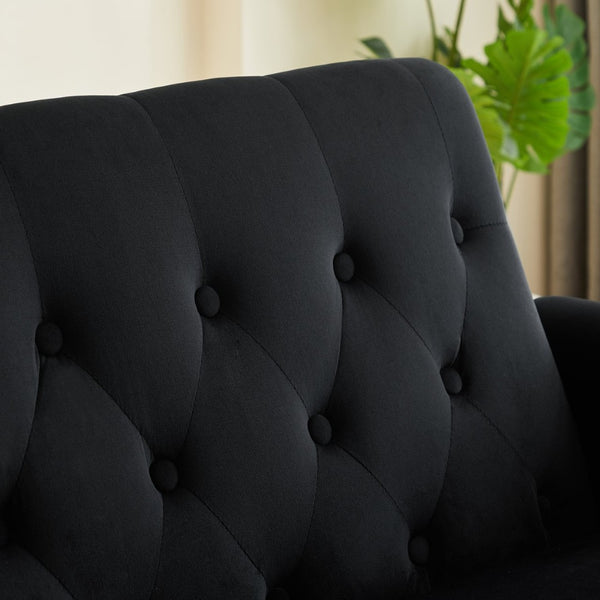 English Elm Artemax Velvet Tufted Convertible Loveseat Sleeper with Nailhead Trim for Small Spaces Black W668100737