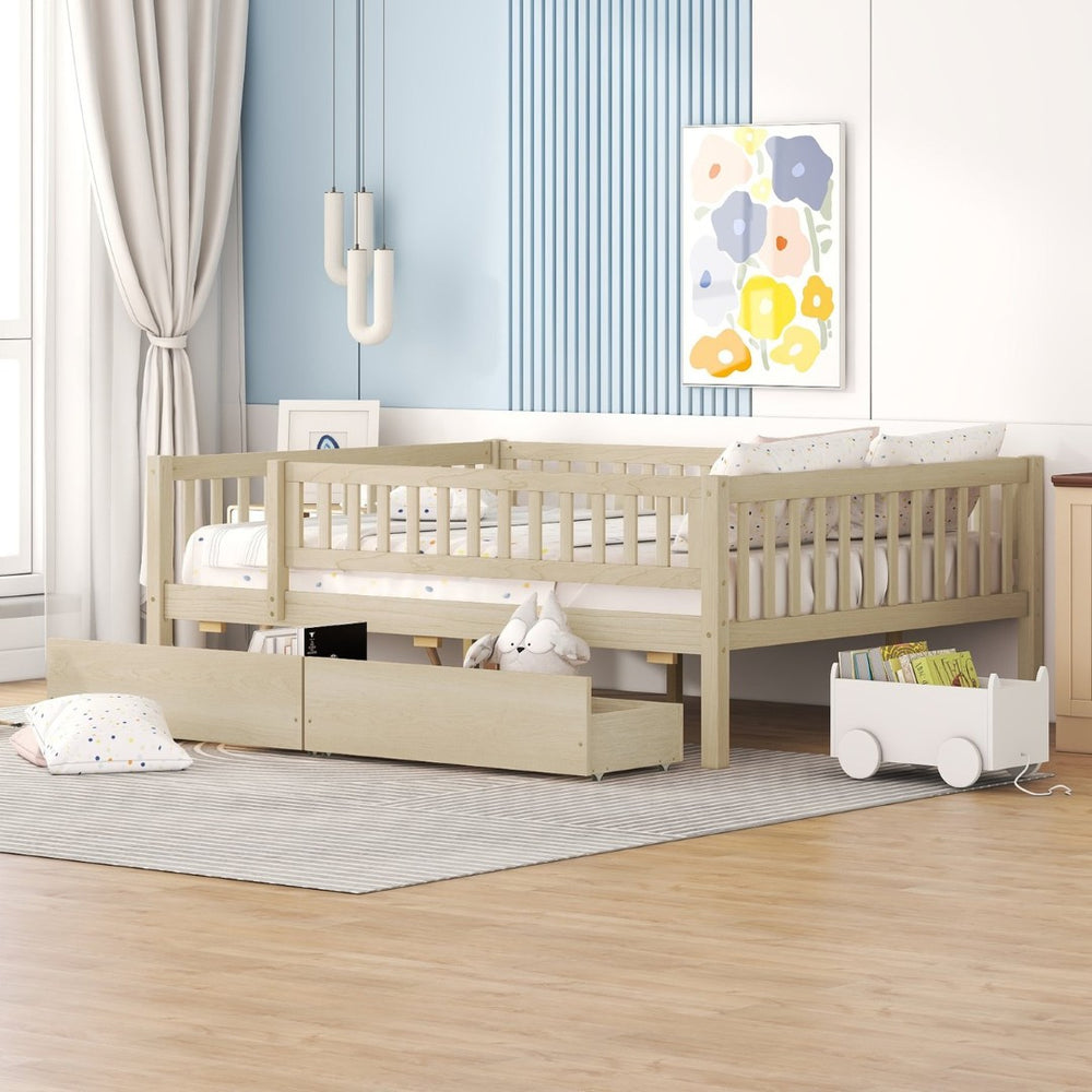 English Elm Full Pine Wood Daybed with Storage Drawers for Guest Room or Studio Living WF301868AAN