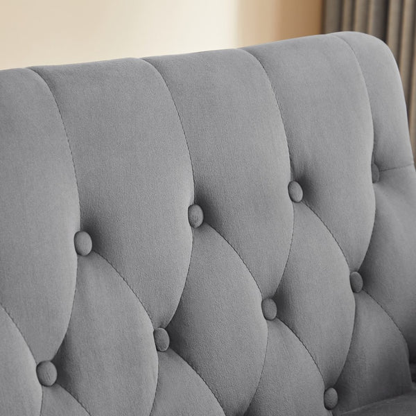 English Elm Artemax Velvet Tufted Convertible Loveseat Sleeper with Nailhead Trim for Small Spaces Gray W668100736