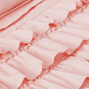 English Elm Twin/Twin Waterfall Ruffled Comforter Set Blush Microfiber, Antimicrobial, Ultra-Soft with Pillows B03595857