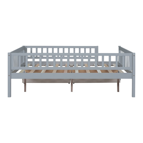 English Elm Full Pine Wood Daybed with Storage Drawers for Guest Room or Studio Living Gray WF301868AAE