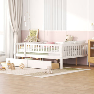 English Elm Full Pine Wood Daybed with Storage Drawers for Guest Room or Studio Living White WF301868AAK
