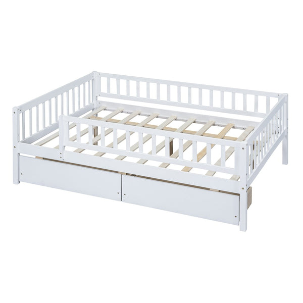 English Elm Full Pine Wood Daybed with Storage Drawers for Guest Room or Studio Living White WF301868AAK