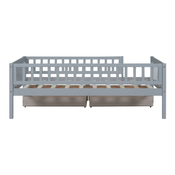 English Elm Twin Pine Wood Daybed with Storage Drawers for Guest Room or Studio Space Gray WF301864AAE