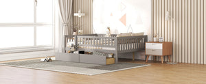 English Elm Full Pine Wood Daybed with Storage Drawers for Guest Room or Studio Living Gray WF301868AAE