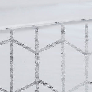 English Elm Twin/Twin Metallic Printed Comforter Set with Silver Geometric Design, Antimicrobial Microfiber, 4-Piece B03595920