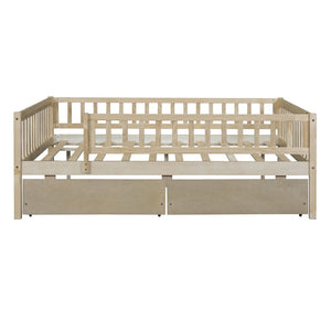 English Elm Full Pine Wood Daybed with Storage Drawers for Guest Room or Studio Living WF301868AAN