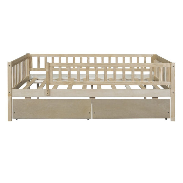 English Elm Full Pine Wood Daybed with Storage Drawers for Guest Room or Studio Living WF301868AAN