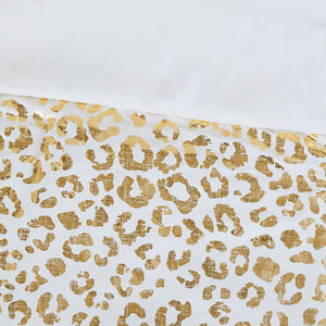 English Elm Metallic Lillie Leopard Metallic Animal Comforter Set with Gold Print, OEKO-TEX, Antimicrobial Freshness Protection B03595926