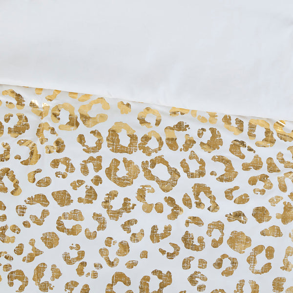 English Elm Metallic Lillie Leopard Metallic Animal Comforter Set with Gold Print, OEKO-TEX, Antimicrobial Freshness Protection B03595926