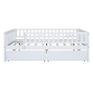 English Elm Full Pine Wood Daybed with Storage Drawers for Guest Room or Studio Living White WF301868AAK