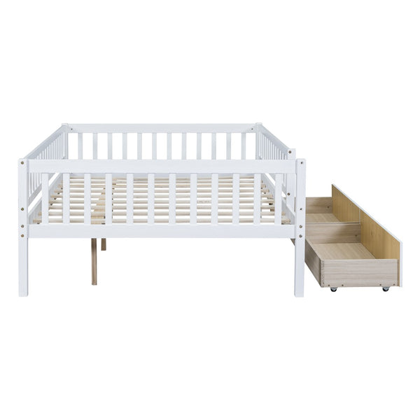English Elm Full Pine Wood Daybed with Storage Drawers for Guest Room or Studio Living White WF301868AAK