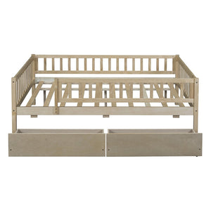 English Elm Full Pine Wood Daybed with Storage Drawers for Guest Room or Studio Living WF301868AAN