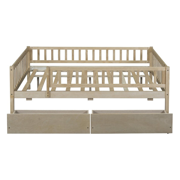 English Elm Full Pine Wood Daybed with Storage Drawers for Guest Room or Studio Living WF301868AAN