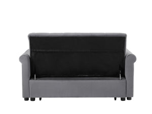 English Elm Artemax Velvet Tufted Convertible Loveseat Sleeper with Nailhead Trim for Small Spaces Gray W668100736