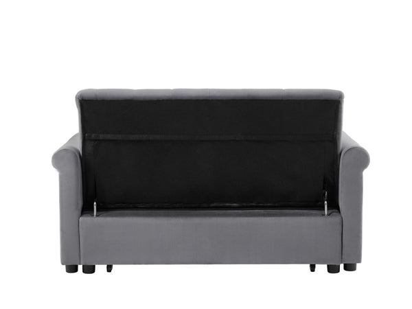 English Elm Artemax Velvet Tufted Convertible Loveseat Sleeper with Nailhead Trim for Small Spaces Gray W668100736