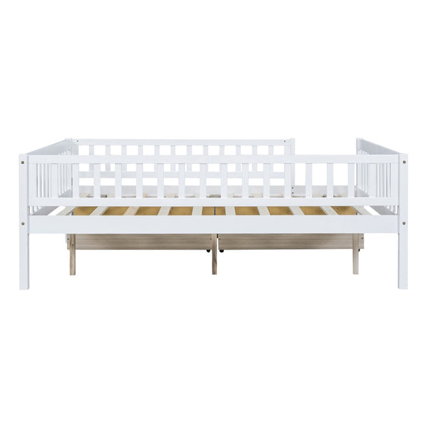 English Elm Full Pine Wood Daybed with Storage Drawers for Guest Room or Studio Living White WF301868AAK