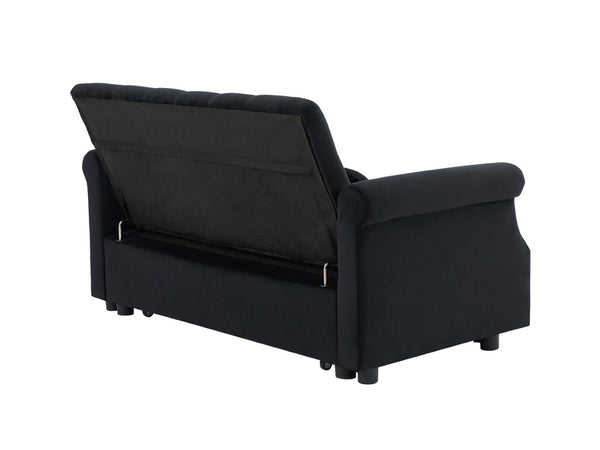 English Elm Artemax Velvet Tufted Convertible Loveseat Sleeper with Nailhead Trim for Small Spaces Black W668100737
