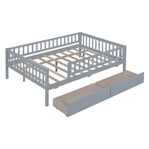 English Elm Full Pine Wood Daybed with Storage Drawers for Guest Room or Studio Living Gray WF301868AAE