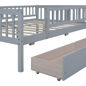 English Elm Full Pine Wood Daybed with Storage Drawers for Guest Room or Studio Living Gray WF301868AAE