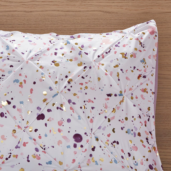 English Elm Twin/Twin Glam Metallic Plum Comforter Set with Pintucks, Decorative Pillows & Antimicrobial Finish B03595892