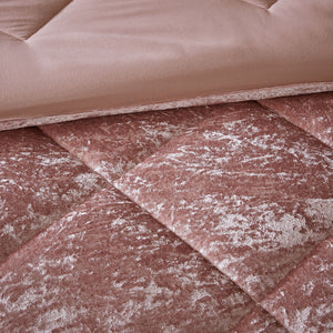 English Elm King/Cal Velvet Comforter Set with Diamond Quilting and Hypoallergenic Fill, Crushed Velvet Luxury Blush 21.65 L x 18.5 W x 11.02 H B03595940