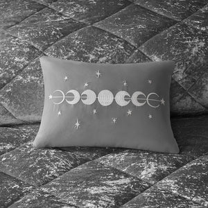 English Elm Twin/Twin Felicia Velvet Comforter Set in Grey — Diamond Quilted Crushed Velvet, Hypoallergenic Fill, Throw Pillow Included B03595915