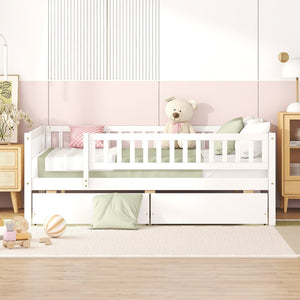 English Elm Full Pine Wood Daybed with Storage Drawers for Guest Room or Studio Living White WF301868AAK