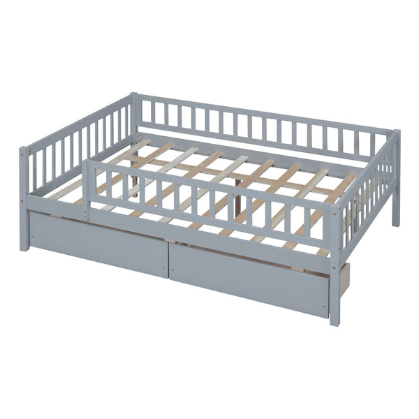 English Elm Full Pine Wood Daybed with Storage Drawers for Guest Room or Studio Living Gray WF301868AAE
