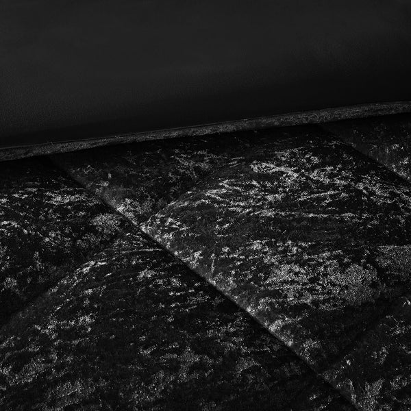 English Elm Full/Queen Plush Velvet Comforter Set Felicia – Quilted Diamond Black, Hypoallergenic Warmth, Pillow B03595937