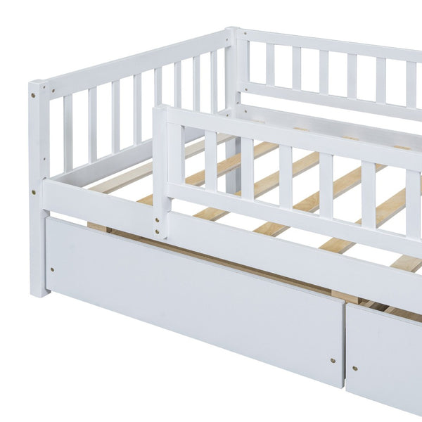 English Elm Twin Pine Wood Daybed with Storage Drawers for Guest Room or Studio Space WF301864AAK