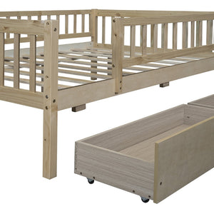 English Elm Full Pine Wood Daybed with Storage Drawers for Guest Room or Studio Living WF301868AAN